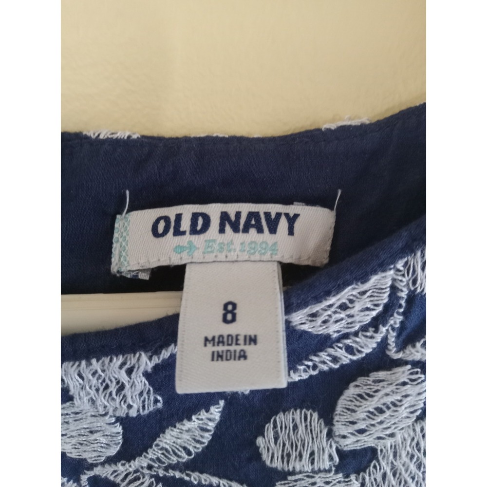 Womens Old Navy Embroidered Floral Pattern Midi Dress Size 8 100% Cotton - Picture 6 of 7